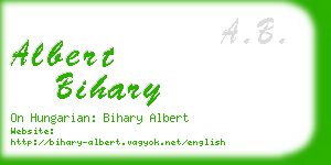 albert bihary business card